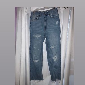 High rise Ripped blue jeans